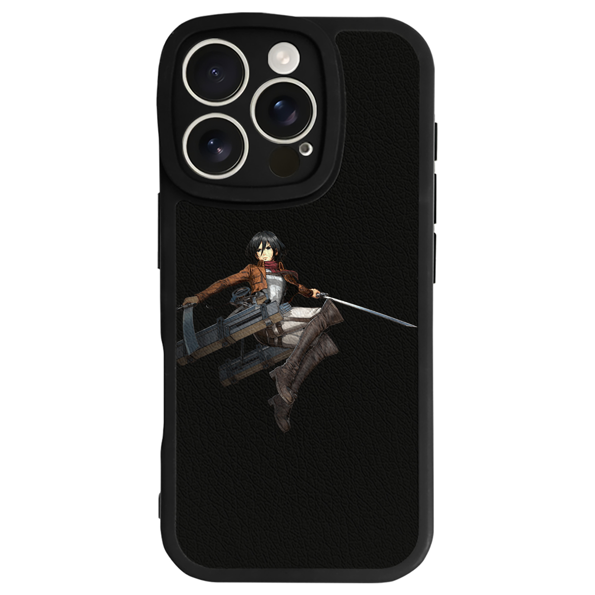 （画像用） 進撃の巨人 ミカサ·アッカーマン Attack on Titan Mikasa Ackerman 【iPhone 16シリーズ対応】シリコンスマホケース（レザー調） 材質：シリコン